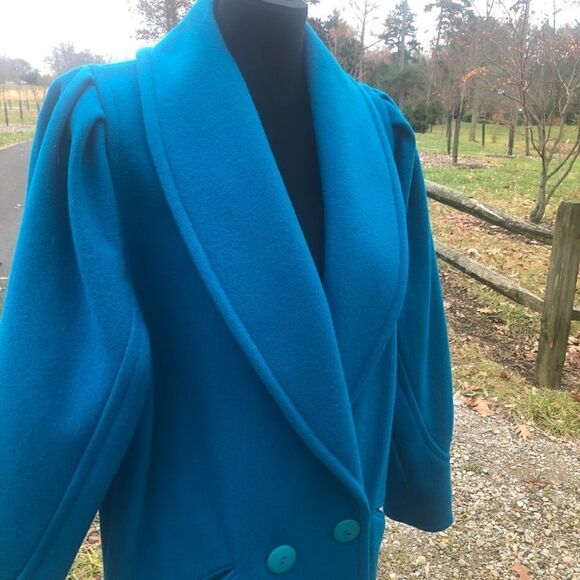 Vintage Ashley Scott Size 6 100% Wool Aqua Coat!! - Picture 10 of 16
